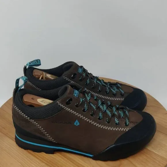 Vasque Rift Hiking Shoes- Womens- Size 7 M- Brown Blue- Low Top-Leather-Sneaker - Picture 1 of 12